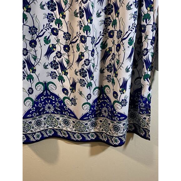 Liz Claiborne Career Floral Lightweight Split Neck Ruffle Cuffs Tunic Top XL - Picture 4 of 10